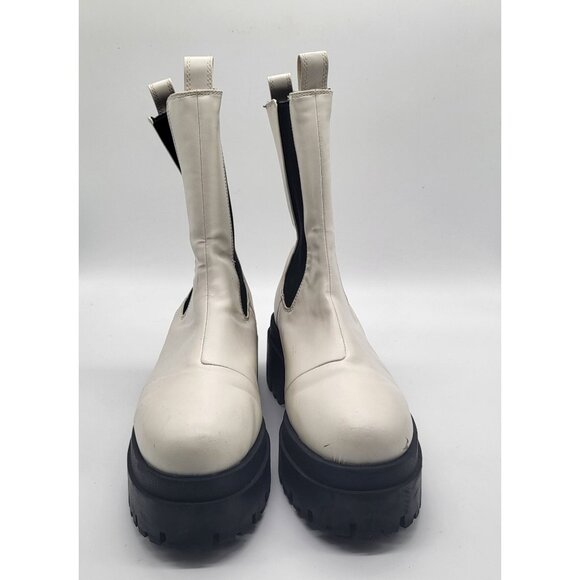 H&M DIVIDED Platform Boots Chunky Sole White Black Pull On Womens US 9.5/EU 41 - Picture 2 of 15